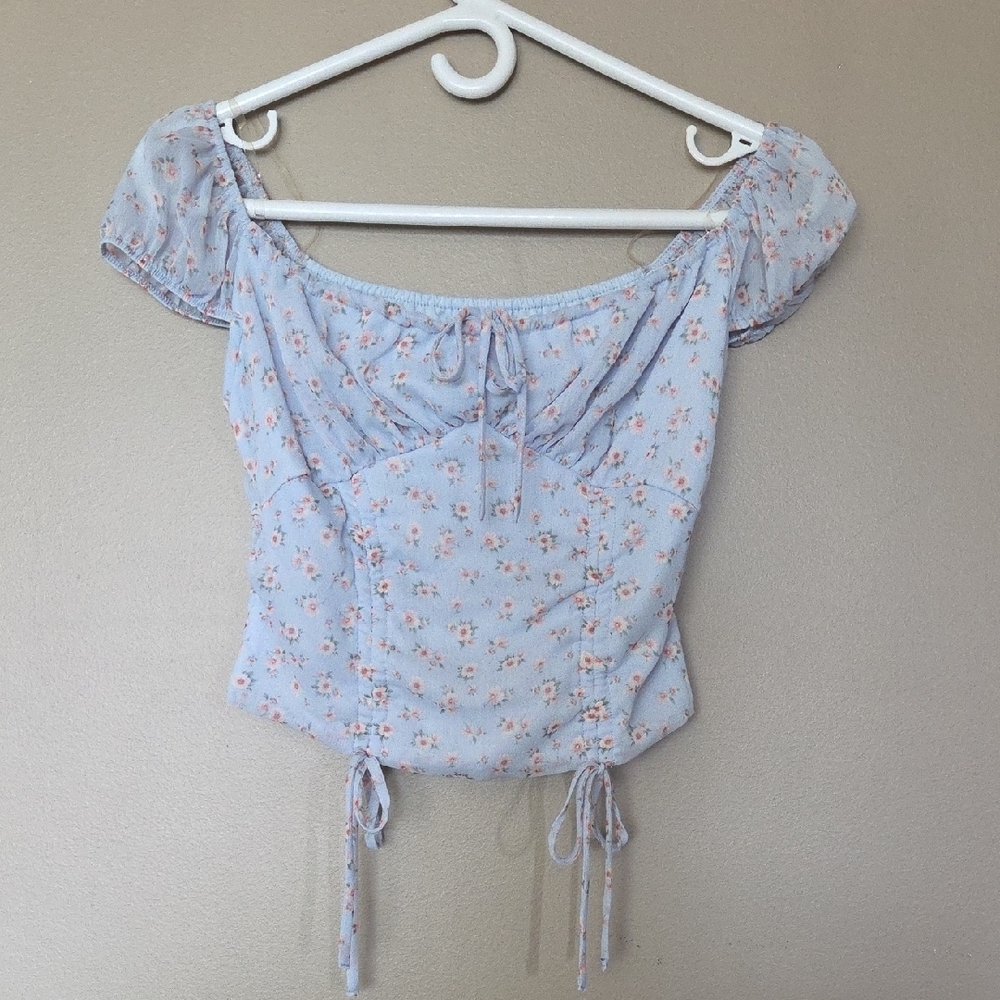 💥Buy2Get1Free💥Active USA Blue Puff Sleeve Smocked Blouse